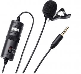 Lavaliera profesionala cu jack 3.5 mm sistem clip-on si cablu de 6 m culoare neagra 