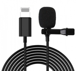 Microfon compact pentru iPhone cu conector Lightning sistem de prindere clip-on si cablu de 1 5 m 