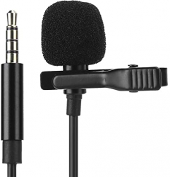 Microfon cu clips de prindere tip lavaliera conector Jack 3.5mm Negru 