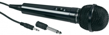 Microfon dinamic unidirectional cu adaptor audio Jack 3.5 mm si Jack 6.3 mm negru