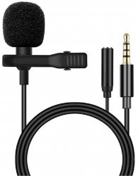 Microfon lavalier cu mufa Jack fixare clip-on si cablu de 1.5 m culoare negru 
