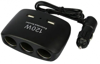 Priza auto cu bricheta Olesson 1511 110 W 12/24V 2 x USB 5V/1000mAh 3 iesiri Negru 