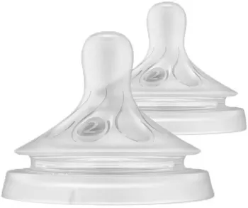 Set 2 tetine din silicon tetine care functioneaza ca sanul mamei tetine fara scurgeri debit 2 pentru lichide cu densitate crescuta Philips 