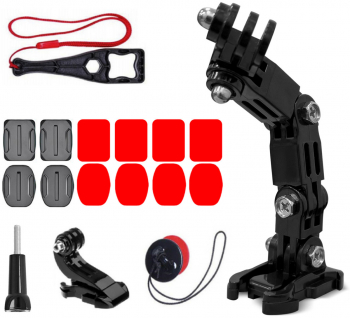 Set suporturi 18 in 1 pentru fixare pe casca GoPro inclusiv montura si accesorii culoare negru 