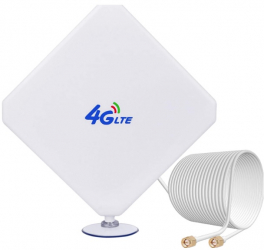 Antena 016 LTE 4G 25dBi 2 x Conectori TS-9 cu ventuza culoare alb 3 metri