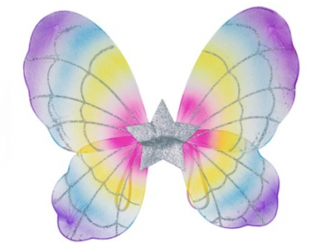 Aripi de fluture model curcubeu cadru metalic stea argintie ideale pentru serbare 40 x 32 cm multicolor 