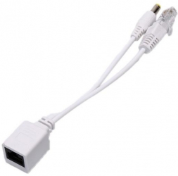 Cablu conector Pasiv POE UTP si Alimentare 20cm Alb - Conecteaza-ti dispozitivele POE rapid si simplu cu acest cablu de inalta calitate 