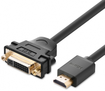 Cablu video adaptator DVI Mama 24 + 5 Pin la HDMI Tata convertor de semnal excelent lungime 22 cm culoare neagra 