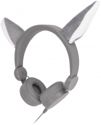 Casti audio Gri cu urechi de lup detasabile si Extra bass ideale pentru pasionatii de muzica
