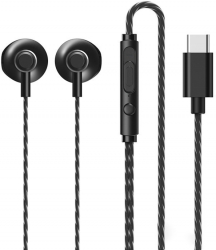Casti cu microfon conector Type-C si sunet imersiv de bass finisaj negru elegant 