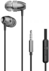Casti in ear cu microfon si bass puternic culoare gri 