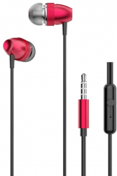 Casti in ear cu microfon si Jack 3.5 mm Rosu cu performanta audio remarcabila si bas profund 