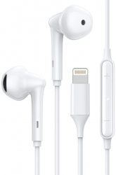 Conector Lightning pentru iPhone Casti cu microfon cu sunet Dub Step bass si culoarea Alb