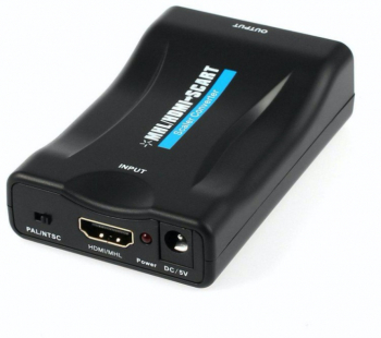 Convertor semnal video SCART la HDMI cu cablu USB 2.1 DC Negru 