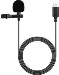Lavaliera cu microfon negru si sistem de prindere tip Clip-On mufa USB Type-C si cablu de 1.5m lungime 