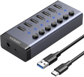 Negru cu indicator LED si 7 porturi USB 3.0 Hub pentru PC sau laptop 