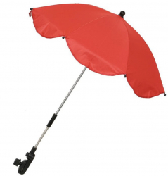 Umbrela rosie cu sistem de prindere universal si protectie UV pentru carucior