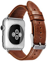 Curea iUni compatibila cu Apple Watch 1/2/3/4/5/6 40mm Vintage Piele Brown 