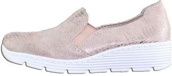 Pantofi casual dama piele naturala - Rieker roz bej multicolor - Marimea 40
