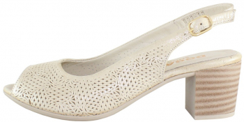 Pantofi cu toc dama piele naturala - Dogati shoes bej auriu - Marimea 37 