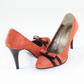 Pantofi cu toc dama piele naturala - Nike Invest coral - Marimea 37 
