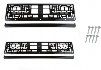set 2 buc Suport numar inmatriculare auto plastic ABS culoare rama negru metalizat + suruburi 