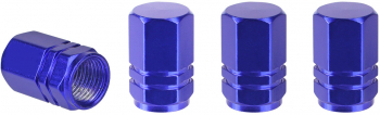 Set 4 capacele auto pentru ventil auto din aluminiu Albastru Hexagon MCT-513