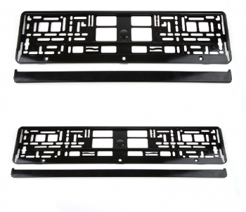 sewt 2 buc Suport numar inmatriculare auto plastic ABS culoare rama negru metalizat 