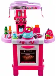 Bucatarie pentru fetite MalPLay cu electrocasnice ceainic si accesorii lumini si sunete inaltime 87 cm 