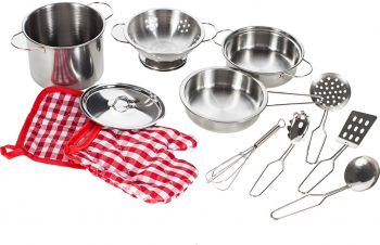 Set de bucatarie Malplay cu vase de inox si accesorii 12 piese 