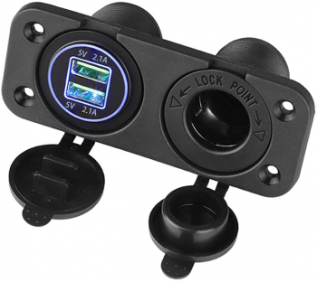 Priza USB 2 in 1 pentru bricheta si Porturi USB duale 2.1A pentru masina Motocicleta ATV 