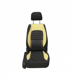 Set huse scaune auto universale piele ecologica crem cu material textil negru fata-spate 