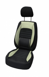Set huse scaune auto universale piele ecologica gri cu material textil negru fata-spate 