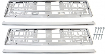 Set 2 bus suport numar inmatriculare auto chrome + 8 suruburi 