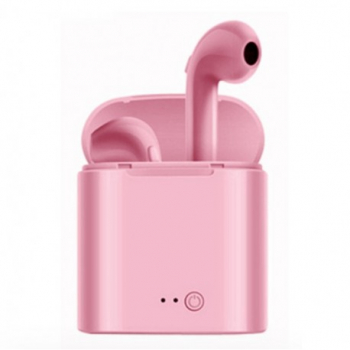 Casti Audio Wireless Techstar and reg i7S Bluetooth Roz Tip in-ear pentru IOS si Android 