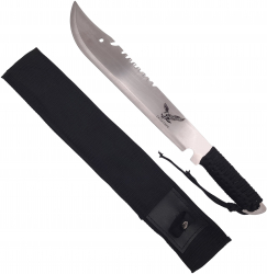 Maceta de vanatoare IdeallStore® Eagle Knife 49.5 cm otel inoxidabil argintiu teaca inclusa 