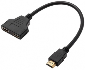 Adaptor Hdmi splitter Nelbo 1 Hdmi tata la 2 porturi hdmi mama calitate superioara mufe aurite negru cabluri componente
