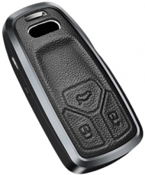 Husa aluminiu cu piele negru pentru cheie Audi A4 B9 A5 A6L A6 S4 S5 S7 8W Q7 4M Q5 TT TTS RS Coupe 2016 2017 2018 