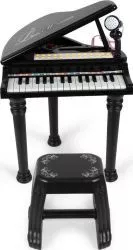 Pian Cu Microfon Si Scaunel Micul Muzician-negru 