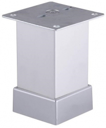 Picior metalic pentru mobilier H 120 mm finisaj aluminiu profil patrat 40x40 mm cu masca 