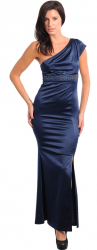 Rochie Eleganta Albastru Marin Maxi Asimetrica S M L Xl 2Xl 