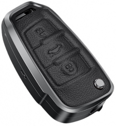 Husa aluminiu cu piele negru pentru cheie briceag Audi C6 R8 A1 A3 Q3 A4 A5 Q5 A6 S6 A7 B6 B7 B8 8P 8V 8L TT RS S line 