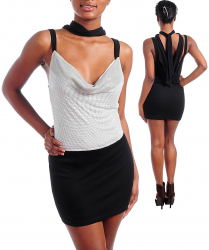 Rochie Mulata Argintiu cu Negru 
