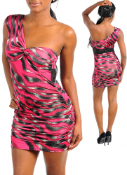 Rochie Roz cu Negru Asimetrica Fabricata In Statele Unite 