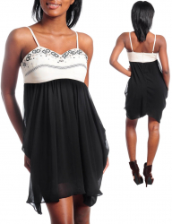 Rochie Vaporoasa Negru cu Ivoriu 