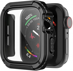 Husa pentru Apple Watch 7 41mm + Folie Lito Watch Armor 360 Negru