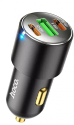Incarcator Auto USB-A 2xType-C QC3.0 PD45W 5.0A - Hoco NZ6 Victorious - Negru 