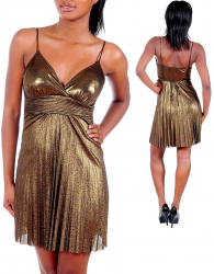 Rochie Eleganta de Culoare Aurie Fabricata in Statele Unite 