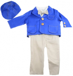 Costum de botez pentru baieti 5 piese Mini Junior CEB-27-0-3-luni Albastru 