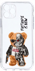 Husa Bestcase comp cu Apple iPhone 11 Pro Max Half Robot Half Teddy Bear 2MM Soft Silicon prot cam T 931 